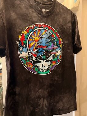 Grateful Dead Steal Your Face Skull Mineral Wash T-Shirt Size M